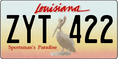 LA license plate ZYT422