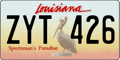 LA license plate ZYT426