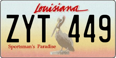 LA license plate ZYT449