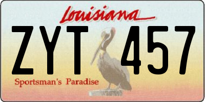 LA license plate ZYT457