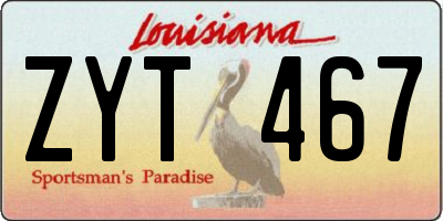 LA license plate ZYT467