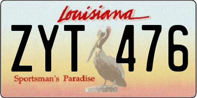 LA license plate ZYT476