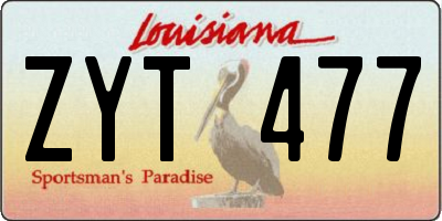 LA license plate ZYT477