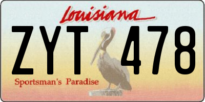 LA license plate ZYT478