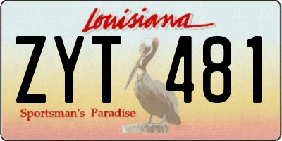 LA license plate ZYT481
