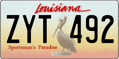 LA license plate ZYT492