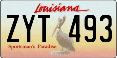 LA license plate ZYT493