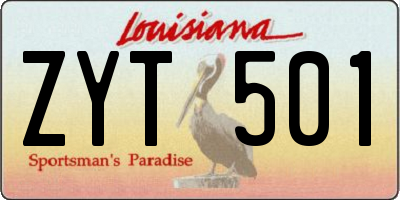 LA license plate ZYT501