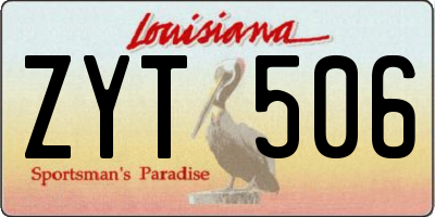 LA license plate ZYT506