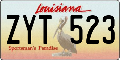 LA license plate ZYT523