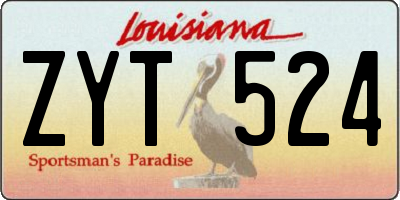 LA license plate ZYT524