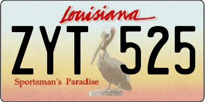 LA license plate ZYT525
