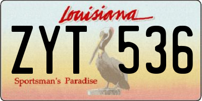 LA license plate ZYT536