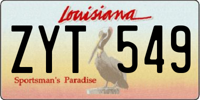 LA license plate ZYT549