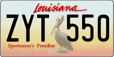 LA license plate ZYT550