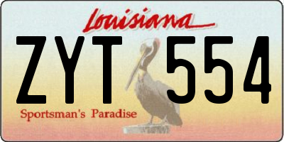 LA license plate ZYT554