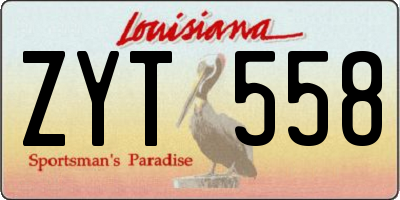 LA license plate ZYT558
