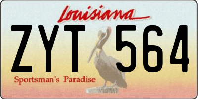 LA license plate ZYT564
