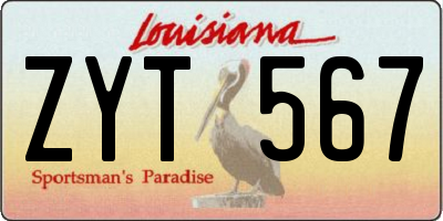 LA license plate ZYT567