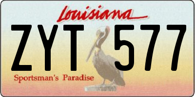 LA license plate ZYT577