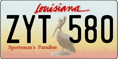 LA license plate ZYT580