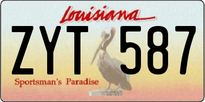 LA license plate ZYT587