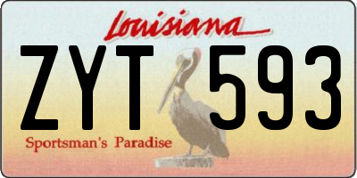 LA license plate ZYT593