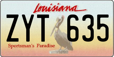 LA license plate ZYT635