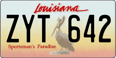 LA license plate ZYT642