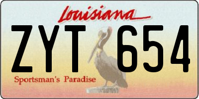 LA license plate ZYT654