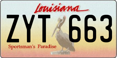 LA license plate ZYT663