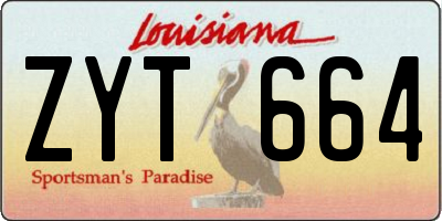 LA license plate ZYT664