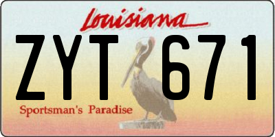 LA license plate ZYT671