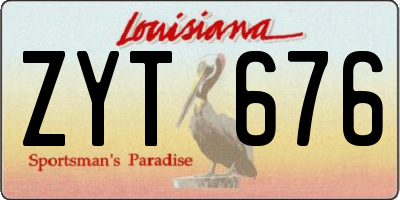 LA license plate ZYT676