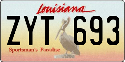 LA license plate ZYT693