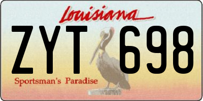LA license plate ZYT698