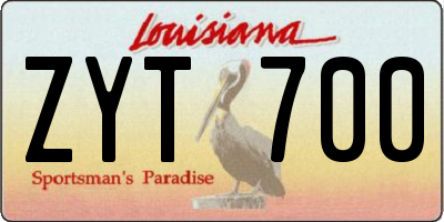 LA license plate ZYT700