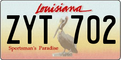 LA license plate ZYT702