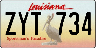 LA license plate ZYT734