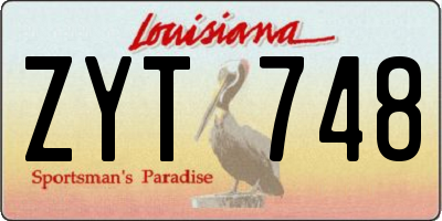 LA license plate ZYT748