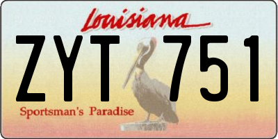 LA license plate ZYT751