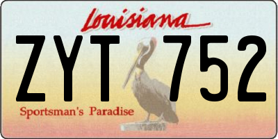LA license plate ZYT752