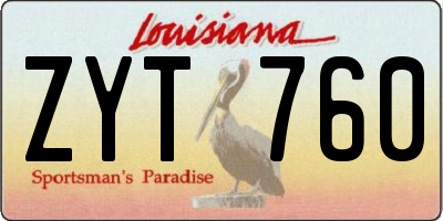 LA license plate ZYT760