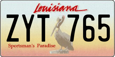 LA license plate ZYT765