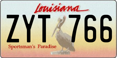 LA license plate ZYT766