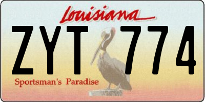 LA license plate ZYT774