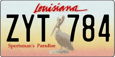 LA license plate ZYT784
