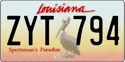 LA license plate ZYT794