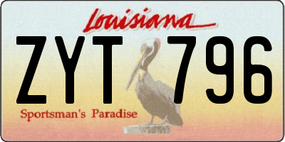 LA license plate ZYT796