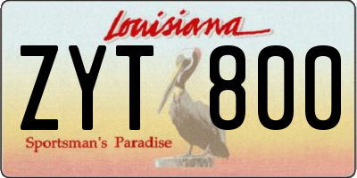 LA license plate ZYT800
